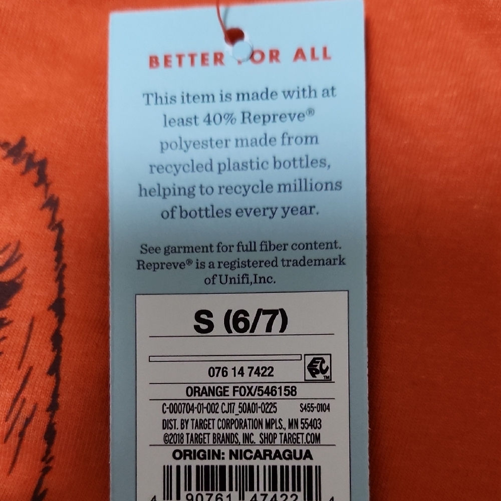 Cat & Jack Orange Fox Long Sleeve Tee - Picture 4 of 4